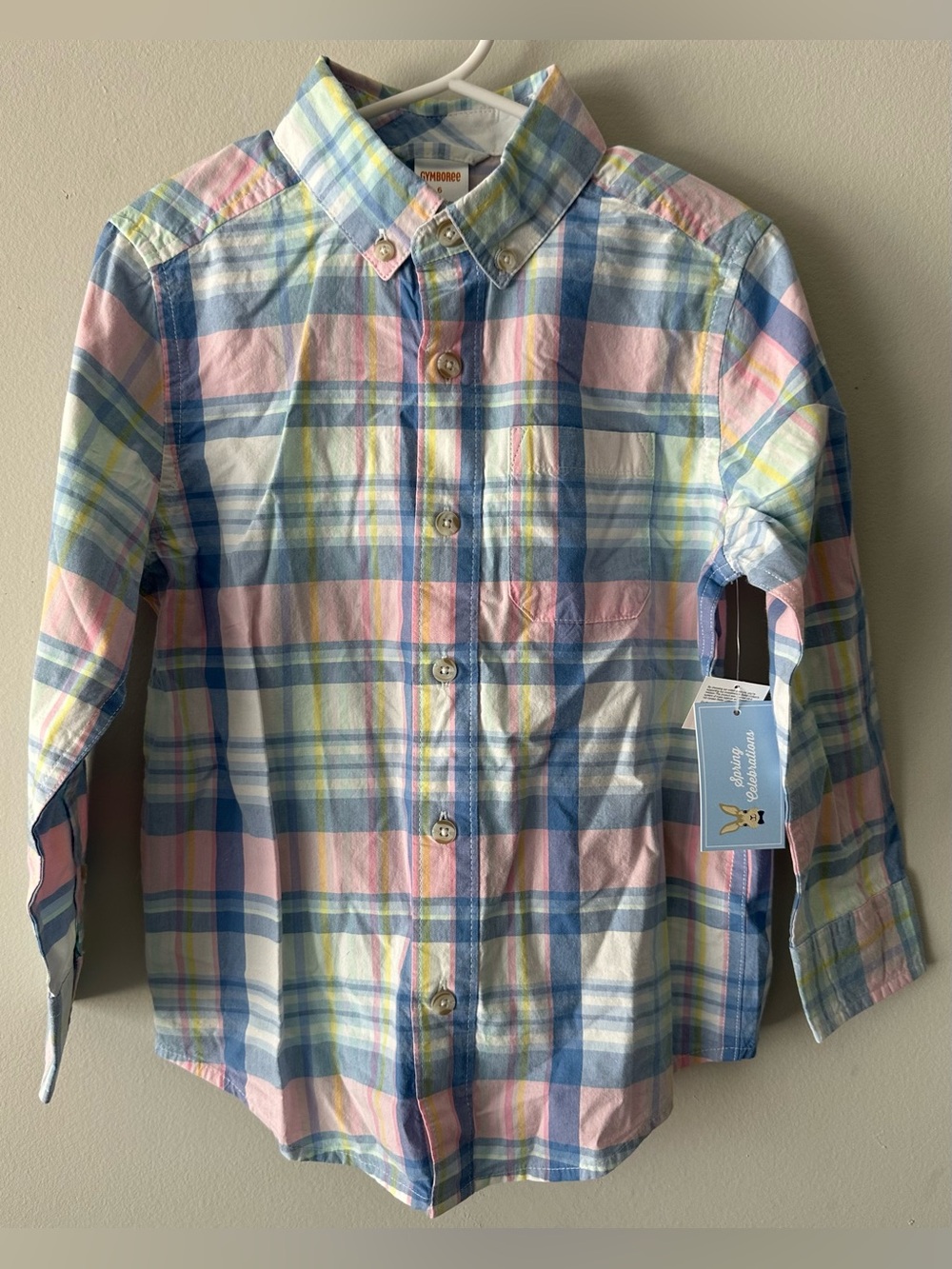 NWT Gymboree boys 6 100% cotton spring long sleeve plaid button down shirt